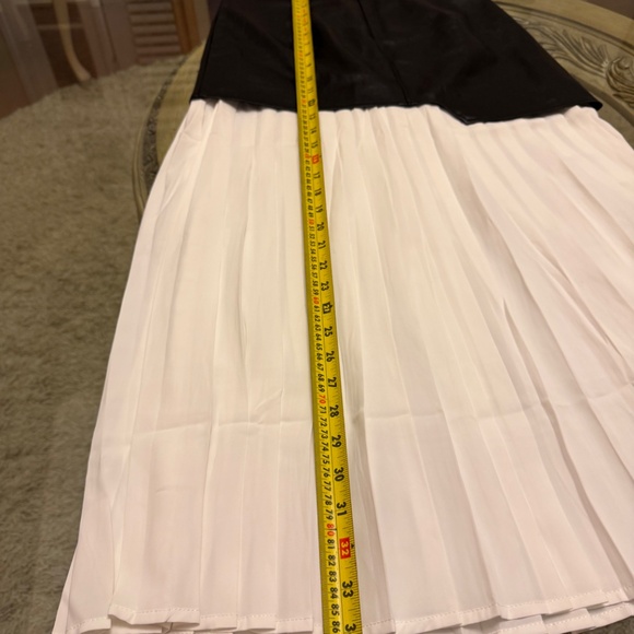 Commense Women Asymmetric Patchwork Faux Leather Chiffon Pleated Maxi Skirt Sz S - Picture 8 of 8